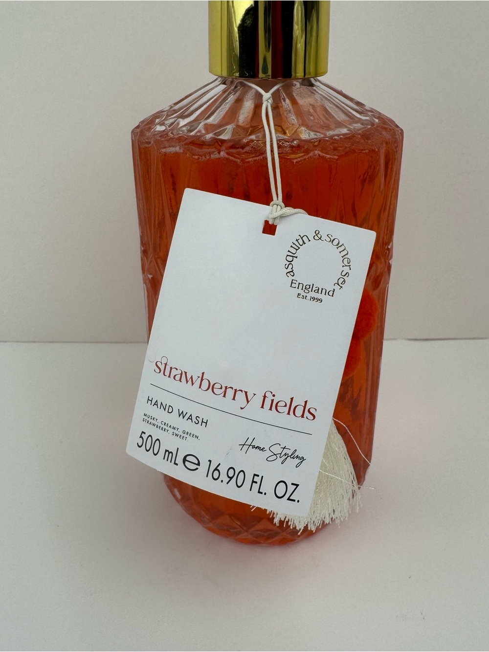 Asquith & Somerset Strawberry Fields Hand Wash 16.9oz Glass Bottle